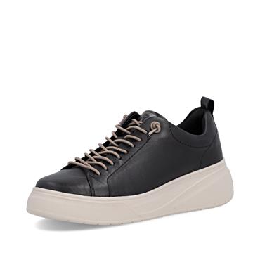 Rieker Curvy Sole Elastic Laced Trainer - Black